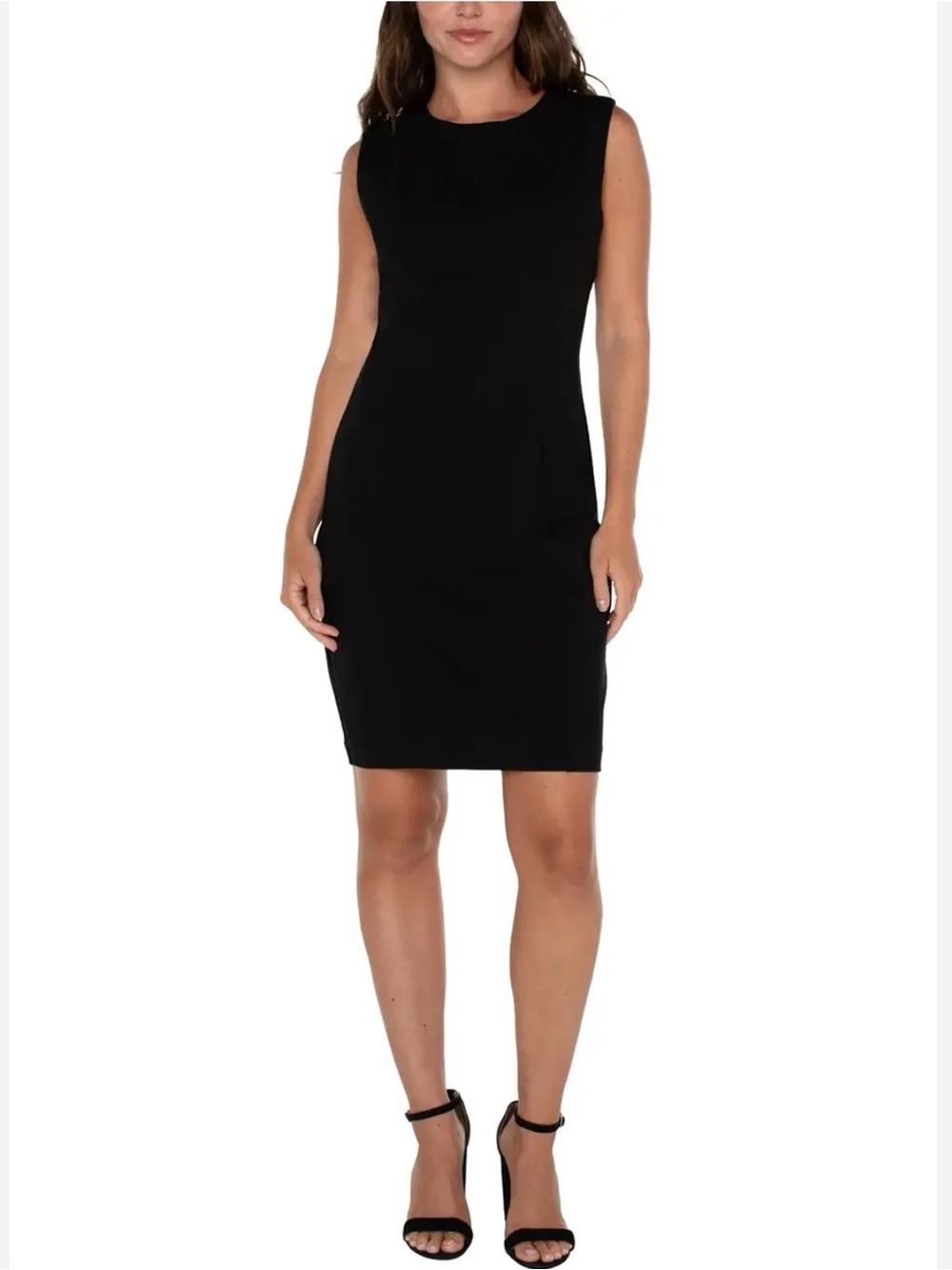 St. John Black Sleeveless Sheath Dress